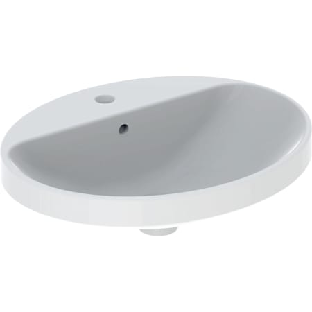 Lavoar Ã®ncorporat Geberit VariForm, oval, cu banc cu orificii de robinet: B=60cm, T=48cm, Preaplin=Vizibil, glazurat / alb